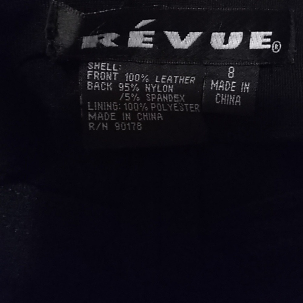 A pair of black leather pants